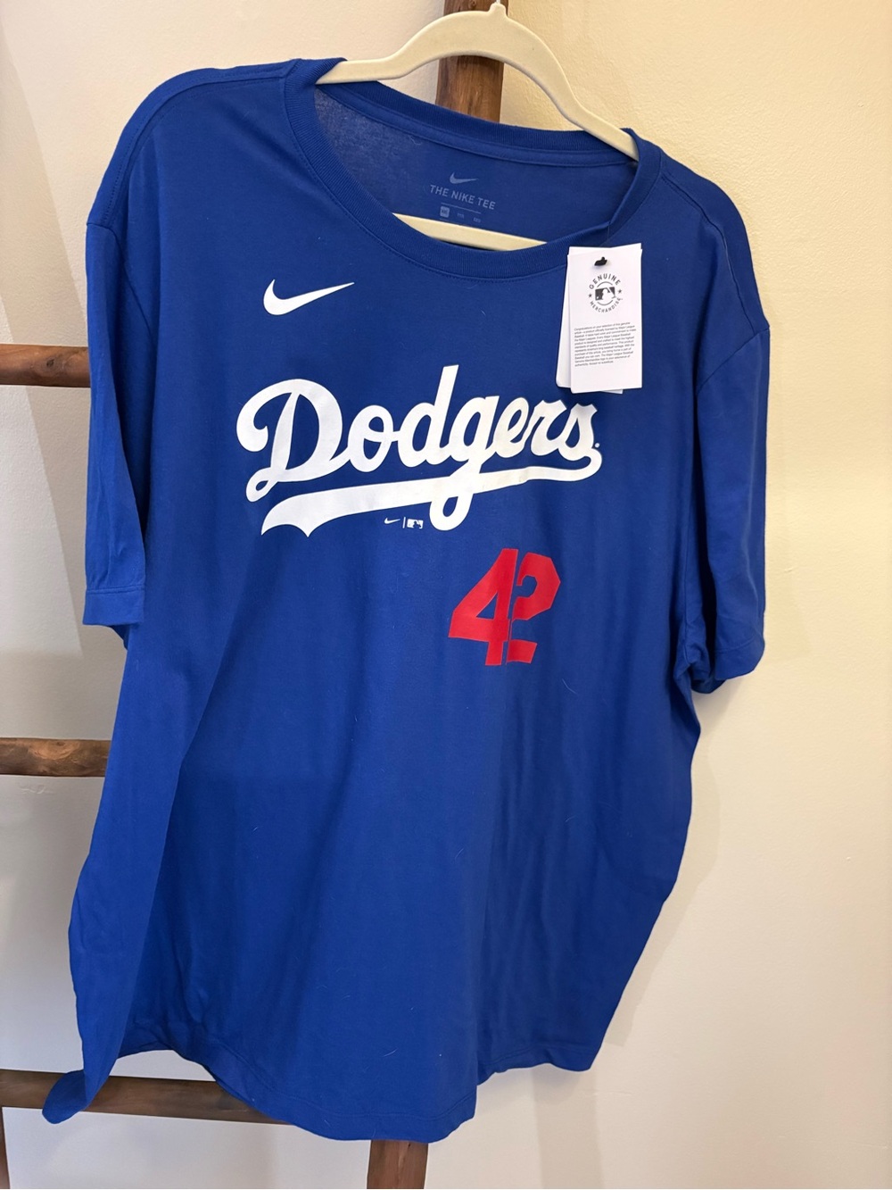 Nike Dodgers MLB Genuine #42 Jackie Robinson Short Sleeve Tee NEW